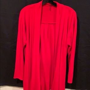 Red draped cardigan